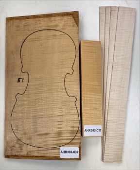 Satz B+Z+H Riegelahorn Violine, 1-tlg. Boden Einzelstück #037
